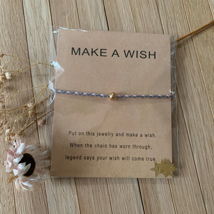 Armbandje ‘make a wish’ grijs/rose