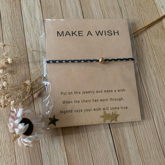 Armbandje ‘make a wish’ zwart-wit