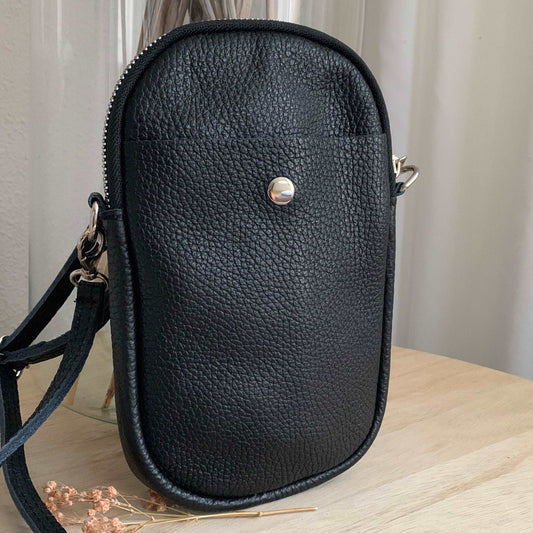 Lederen crossbody tasje Zwart voor een avondje uit