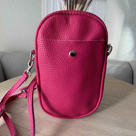 Lederen crossbody tasje Fuchsia voor een avondje uit