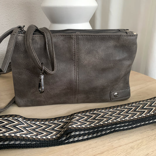 Schoudertasje/crossbody 'New Castel' Antraciet inclusief twee schouderbanden