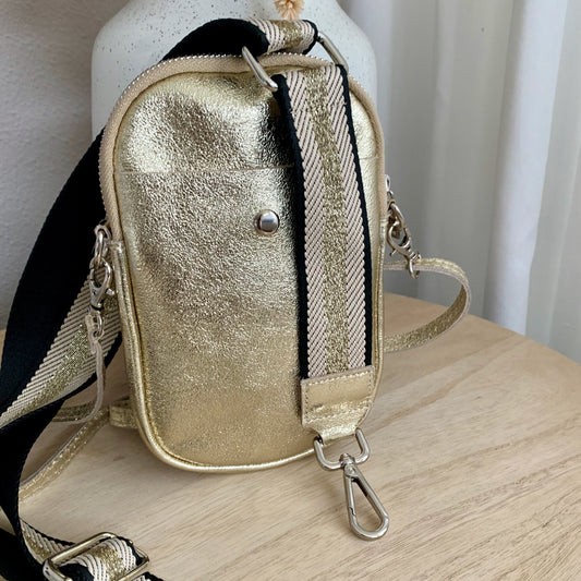 Lederen crossbody tas Goud voor een avondje uit