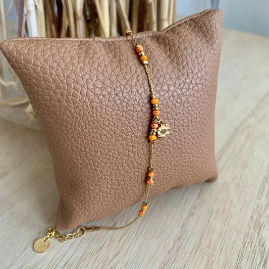 Armbandje kraaltjes Oranje-Goud