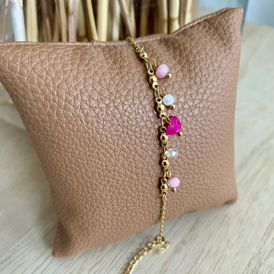 Armbandje mini bedeltjes Roze-Goud